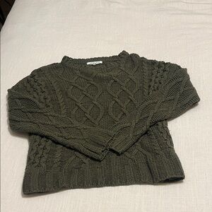 Dark Green Cable Knit Sweater